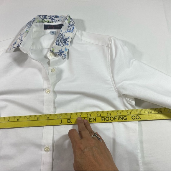 Pearly Vine Button down shirt Contrasting collar and Cuff White Blue Shirt XS - Picture 7 of 12